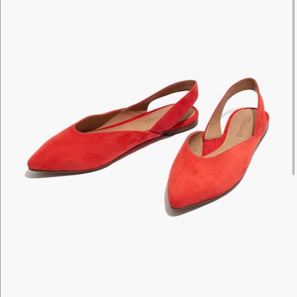 Madewell Shoes - MADEWELL Ava suede coral point toe slingback flats